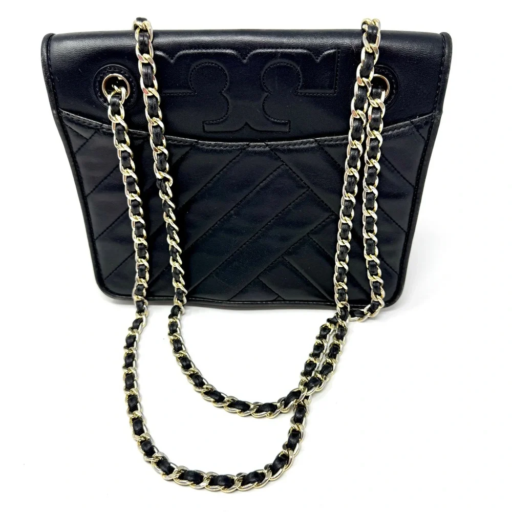 Tory Burch Alexa Medium Convertible Shoulder Bag - Black Quilted Leather